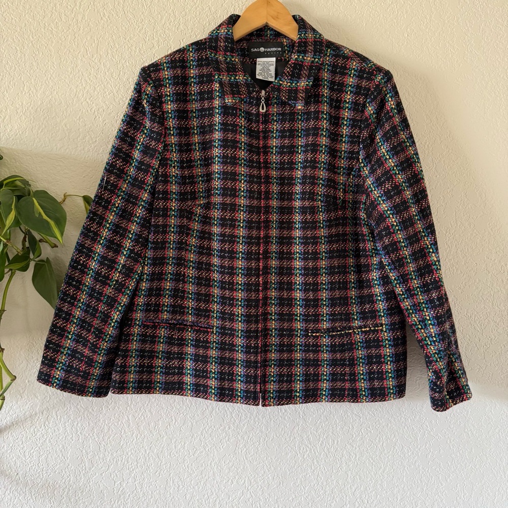 Sag Harbor Women's Colorful Plaid Blazer